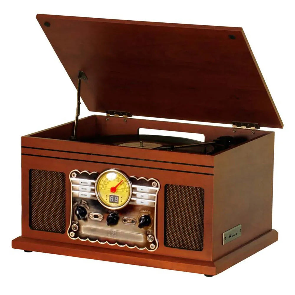 Lenoxx Retro Music Centre with Vinyl Turntable Wireless CD Cassette and Radio - BCD118