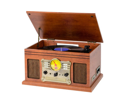 Lenoxx Retro Music Centre with Vinyl Turntable Wireless CD Cassette and Radio - BCD118