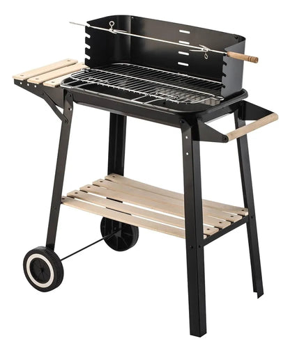 Lenoxx Charcoal Grill BBQ with Manual Rotisserie on Trolley Stand - BQ260