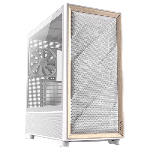Antec Flux ATX, White Premium Birch Trim, 5x white PWM Performance Fans. Ultra Cooling Design, PWM ARGB Controller w/ MB Sync, Mid Tower Case, FLUX-WH