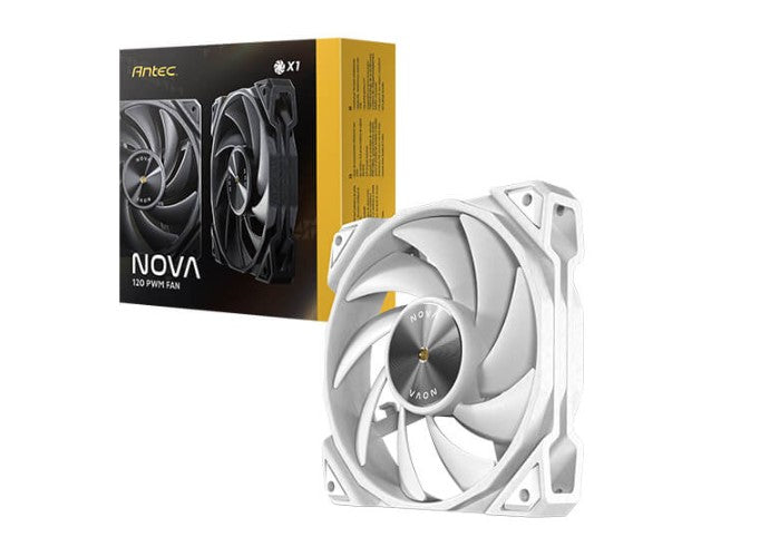 Antec Nova White 120 PWM 3-Phase Speed Controller. Low Power, High Heat Dissipation, Low Noise Ultimate Fan - 1x Fan with controller, NOVA120-W