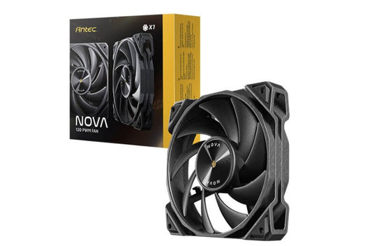 Antec Nova Black 120 PWM 3-Phase Speed Controller. Low Power, High Heat Dissipation, Low Noise Ultimate Fan - 1x Fan with controller, NOVA 120