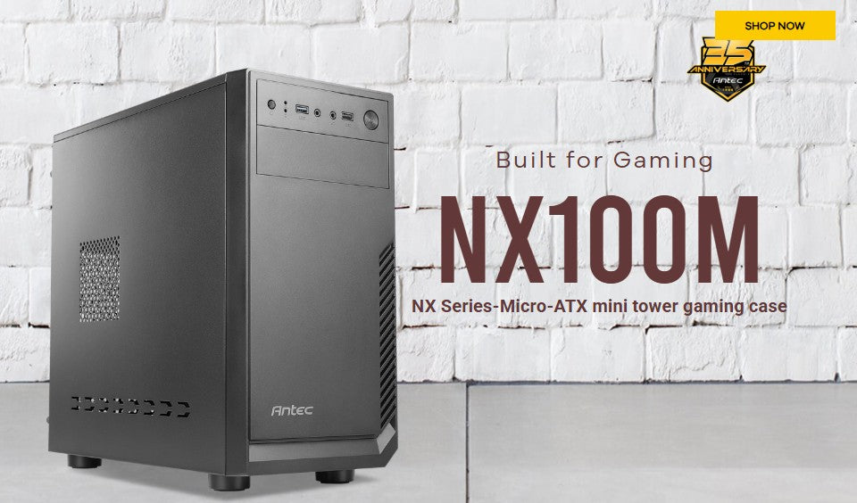 Antec NX100M mATX Business Office Case + True 450w Continuos PSU. 1x 5.25' ODD, USB3.0 x 1,USB2.0 x 1. 1x 80mm Fan. 8PIN EPS, 2x PCIE. TAC 2.0., NX100MVPA45