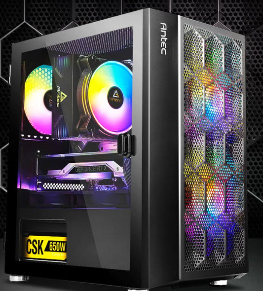 Antec NX200M RGB m-ATX, ITX Case, 3x RGB Fan. Large Mesh Front for excellent cooling, Side Window, Radiator 240mm. GPU 275mm, NX200M-RGB