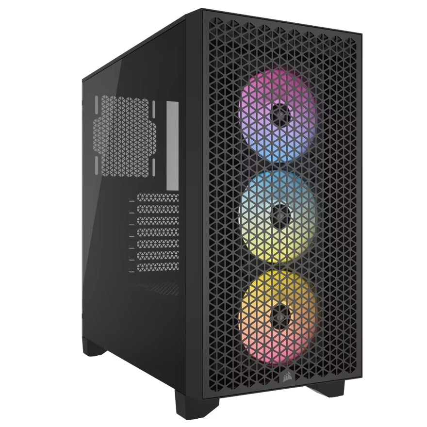 Corsair 3000D RGB AIRFLOW Mid-Tower PC Case - Black, ATX, 360 GPU, 170 CPU cooler, 220 PSU, 3x AR120 RGB, 2x USB-A 3.2 Gen 1, CC-9011255-WW