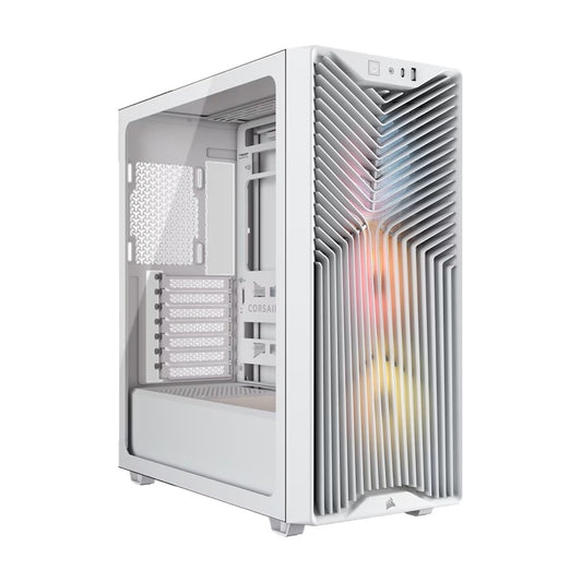 Corsair 3200D RS ARGB Mid-Tower PC Case- White, ATX mATX ITX, TG panel, ARGB fans, 400mm GPU, 165mm CPU, 360mm rad, USB-C, 7 slots, 2x2.5 1x3.5, 2yr w, CC-9011345-WW