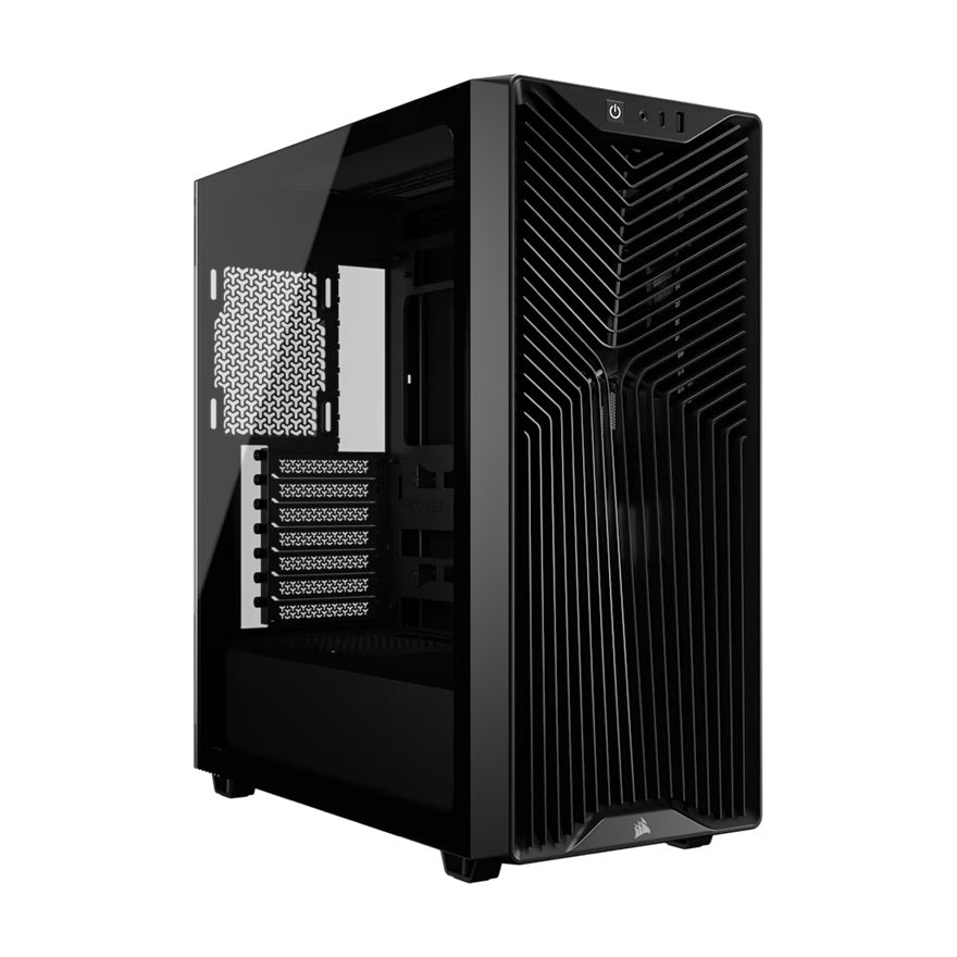 Corsair 3200D RS Mid-Tower PC Case - Black, ATX mATX ITX, TG panel, 400mm GPU, 165mm CPU, 360mm rad, USB-C, 7 slots, 2x2.5 1x3.5, 2yr wty, steel TG, CC-9011334-WW