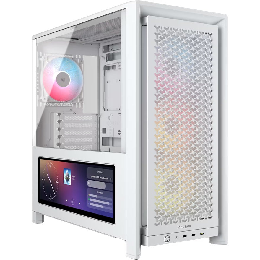 Corsair FRAME 4000D LCD RS ARGB Premium Mid-Tower PC Case- White, ATX/mATX/ITX/E-ATX, 486x490x239mm, 430mm GPU, 360mm rad, tempered glass, CC-9011327-WW