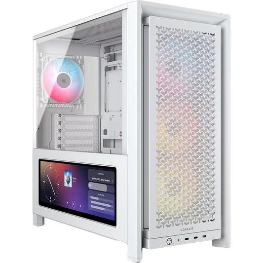 Corsair FRAME 4000D LCD RS ARGB Premium Mid-Tower PC Case- White, ATX/mATX/ITX/E-ATX, 486x490x239mm, 430mm GPU, 360mm rad, tempered glass, CC-9011327-WW