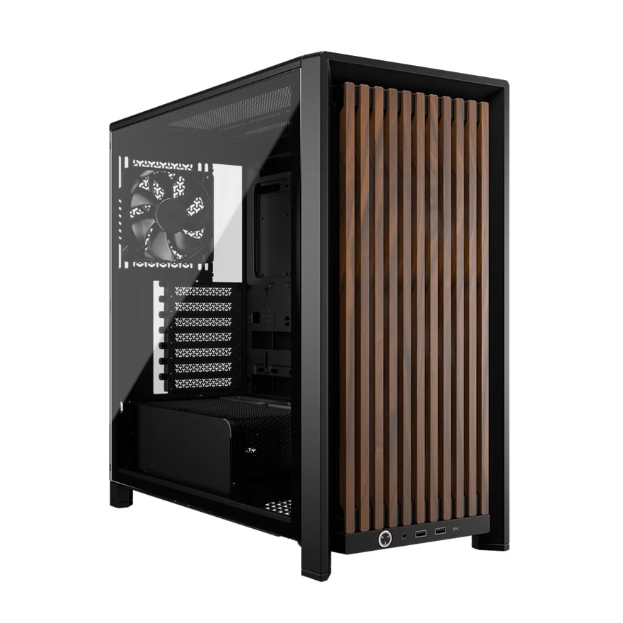 Corsair FRAME 4000D WOOD RS Modular Mid-Tower PC Case - White/Walnut, E-ATX ATX mATX ITX, TG wood, 430mm GPU, 170mm CPU, 360mm rad, USB-C, vert GPU, CC-9011340-WW