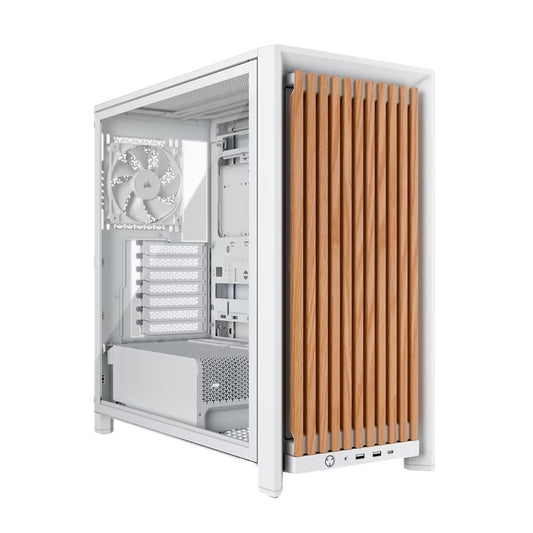 Corsair FRAME 4000D WOOD RS Modular Mid-Tower PC Case - White/Oak, E-ATX ATX mATX ITX, TG wood, 430mm GPU, 170mm CPU, 360mm rad, USB-C, vert GPU, CC-9011341-WW
