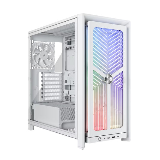 Corsair FRAME 4000X RS Mid-Tower PC Case - White, Mid-Tower ATX/E-ATX Mini-ITX Micro-ATX 430mm GPU 170mm CPU 360mm rad TG USB-C 3x120/2x140 fans, CC-9011303-WW