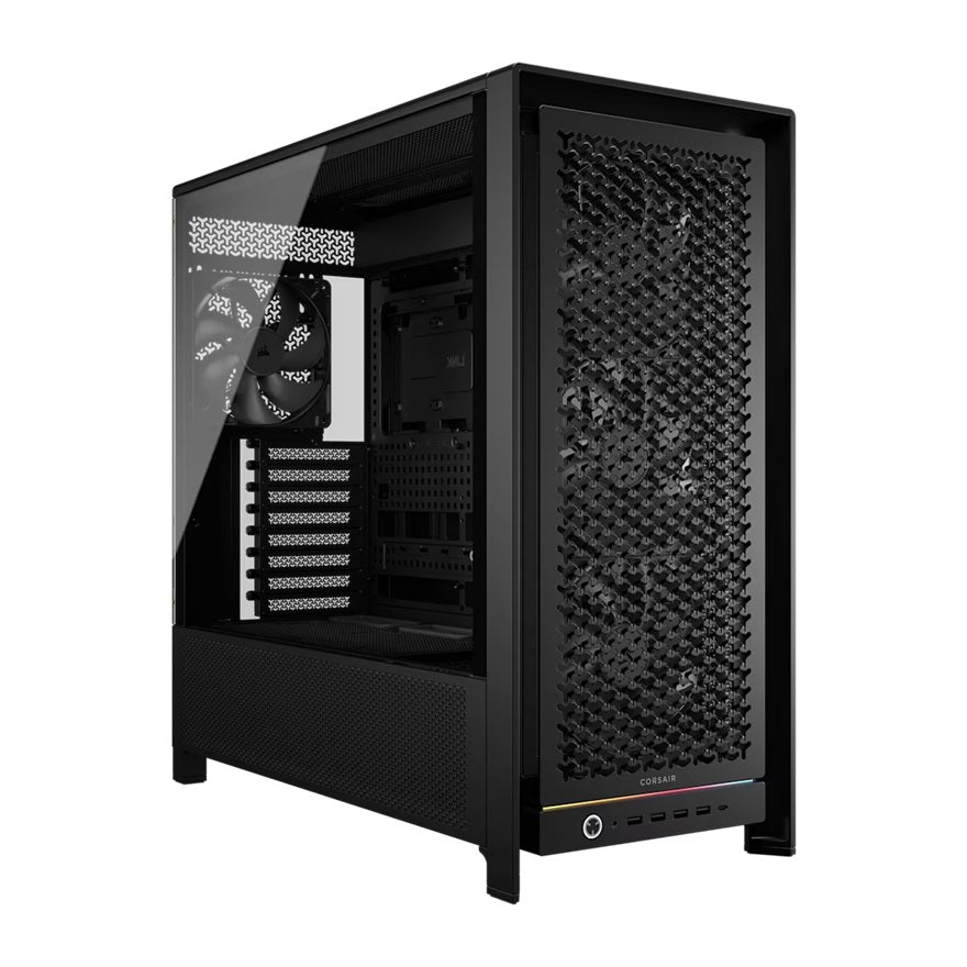 Corsair FRAME 5000D RS HIGH-AIRFLOW MID-TOWER PC CASE - BLACK, ATX, 450mm GPU, 175mm CPU cooler, 360mm rad, 4x RS140, 1x USB-C 3.2 Gen2, CC-9011307-WW