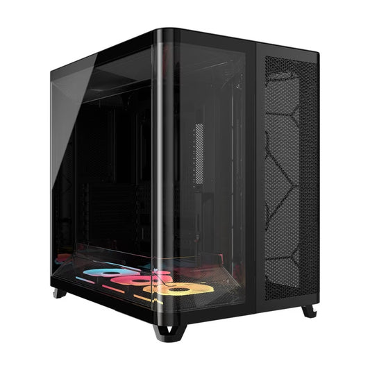Corsair AIR 5400 LX-R RGB iCUE LINK Triple Chamber Mid-Tower PC Case - Black; ATX/E-ATX; 467x470x340mm; TG; 360GPU; 180CPU; 360RAD; USB-C, CC-9011320-WW