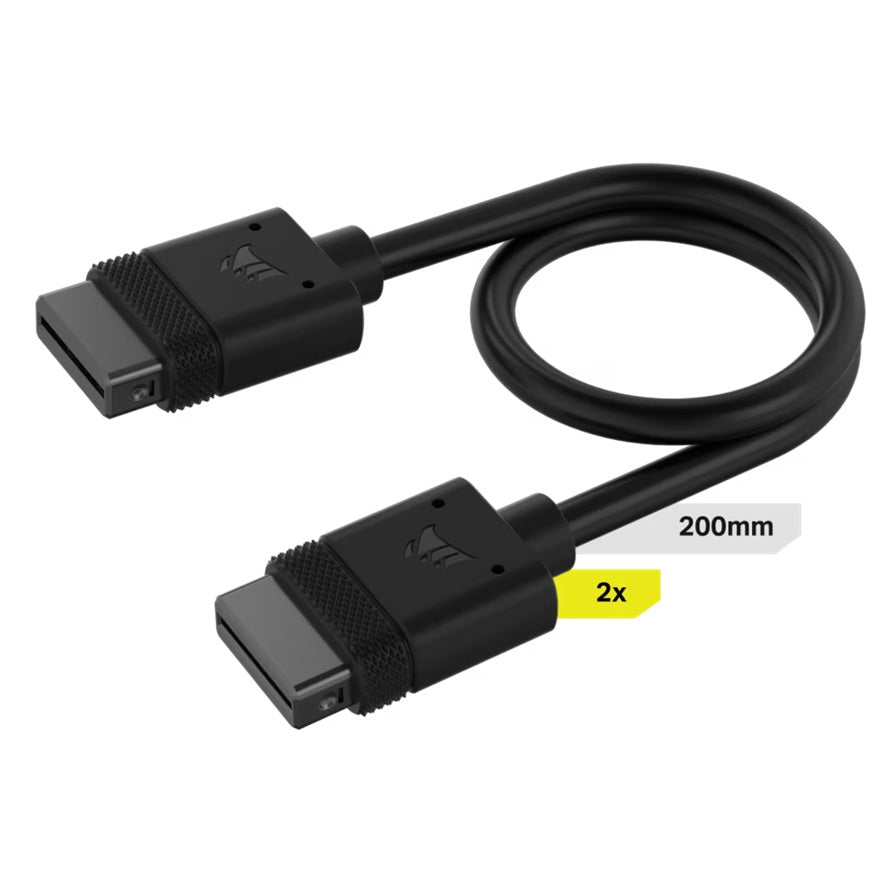Corsair iCUE LINK Cable, 2x 200mm with Straight connectors, Black(LS), CL-9011120-WW