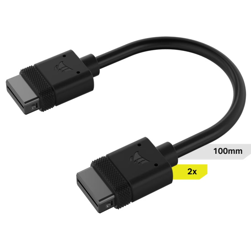 Corsair iCUE LINK Cable, 2x 100mm with Straight connectors, Black(LS), CL-9011121-WW