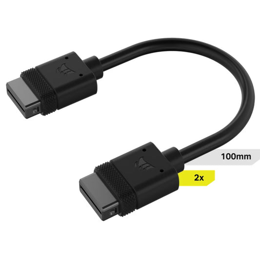 Corsair iCUE LINK Cable, 2x 100mm with Straight connectors, Black(LS), CL-9011121-WW