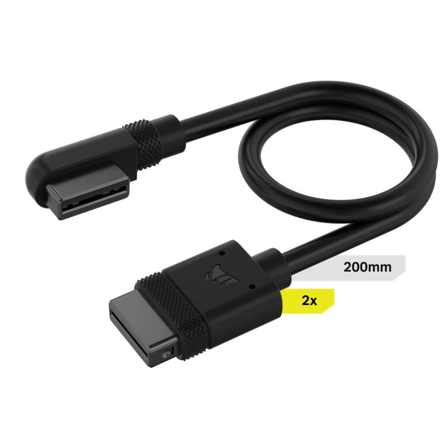 Corsair Corsairi CUE LINK Cable, 2x 200mm with Straight/Slim 90° connectors, Black(LS), CL-9011123-WW