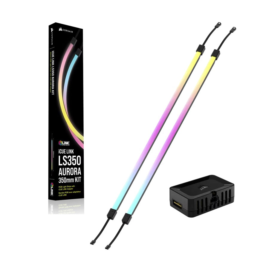 Corsair iCUE LINK LS350 Aurora RGB Light Strips - 350mm Kit- 350x10x10mm, magnetic mount, black, addressable LEDs, CL-9011135-WW