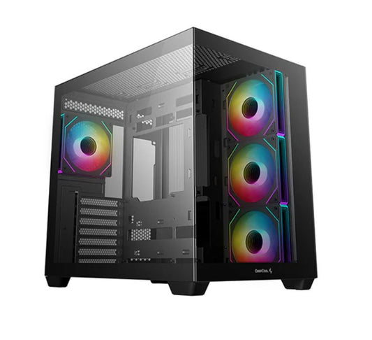 DeepCool CG530 4F ATX Case, Tempered Glass, 4 Pre-Instaled Fans, USB3.0x2、Gen2 Type-C x1、Audio/Micx1, Cable, Supports Rear Connector, R-CG530-BKADA4-G-1