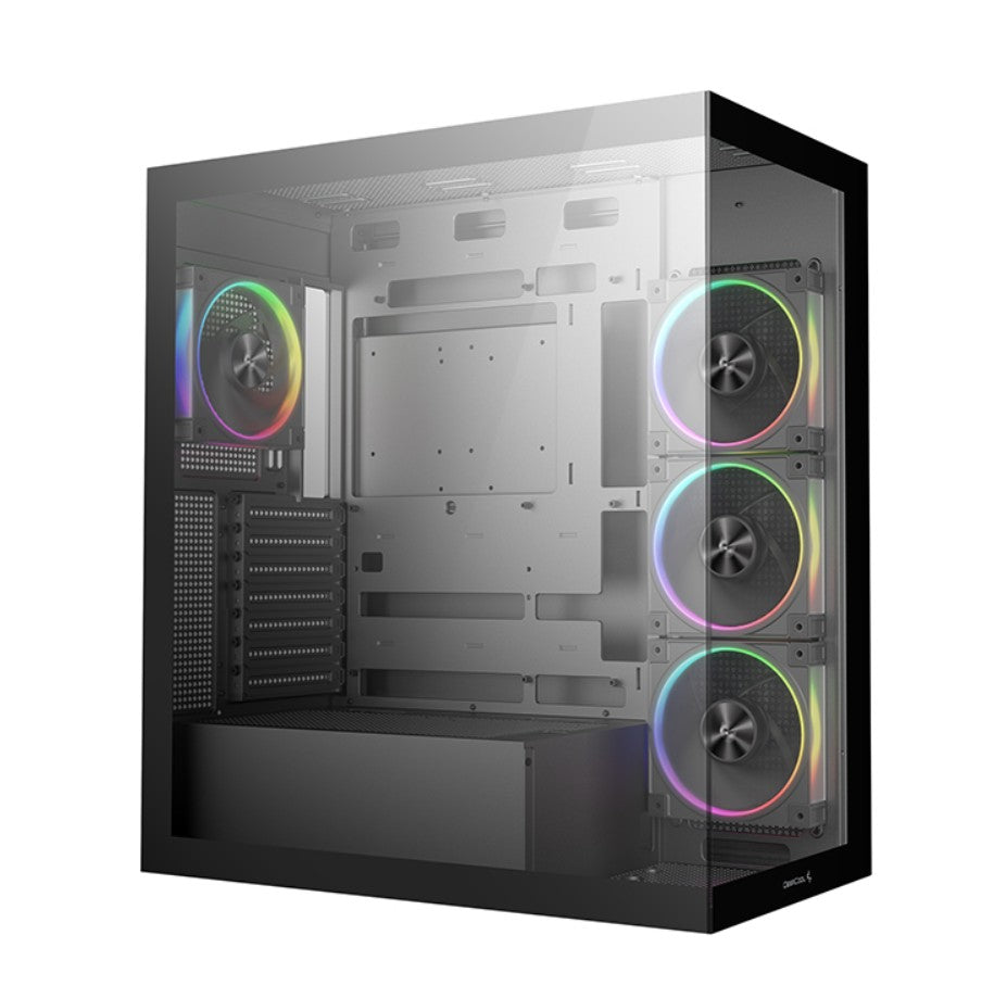 DeepCool CG580 4F v2 Panoramic ATX Mid-Tower Case, 4 x Pre Installed Fans Single Chamber, Support Up to 2x 360mm Radiators, Front 2x USB3.0, R-CG580-BKADA4-G-2