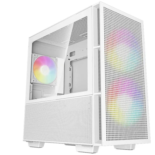 DeepCool CH360 Digital White Micro ATX Case, Digital Status Display, Tempered Glass Window,1x USB 3.0, 1x USB-C, HD Aud (LS), R-CH360-WHAPE3D-G-1