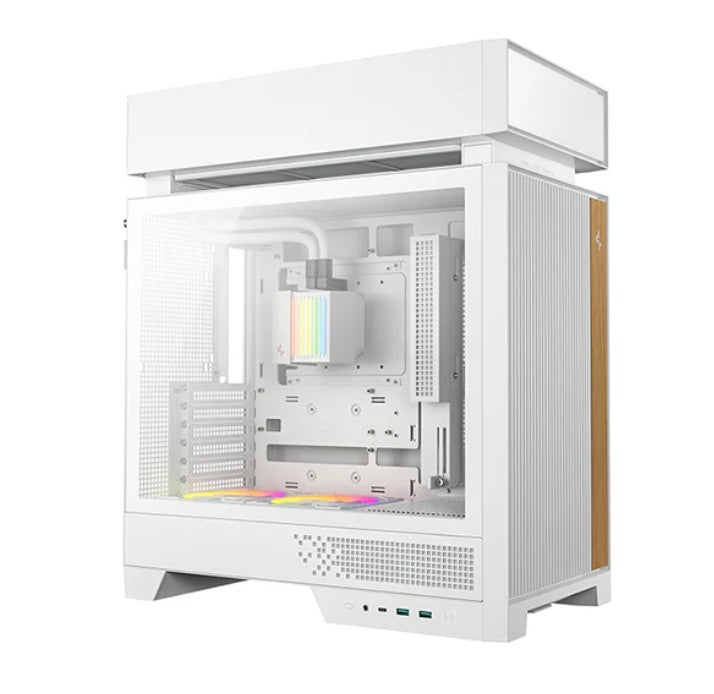 DeepCool CL6600 White Innovative Compartmentalised ATX Case, Pre-installed 360mm Liquid Cooler, Up To 388mm GPUs, BTF, 7 Expansion Slots, R-CL6600-WHNNA0-G