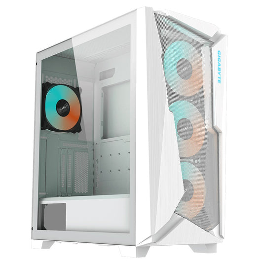 Gigabyte (LS) Gigabyte C301 RGB Tempered Glass E-ATX White Mid Tower Gaming Chassis 2x3.5' 2x2.5' 2xUSB3.0 Detachable Dust Filter Liquid Cooling PSU ATX, GB-C301GW