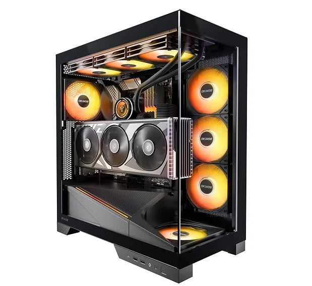 OKINOS AQ9 ARGB,Pre-Installed 5x120mm ARGB PWM Fan, ATX Mid Tower PC Case,Computer case with Panoramic View,Tempered Glass Side Panel,Type C Port, CAO-AQ9ARGB