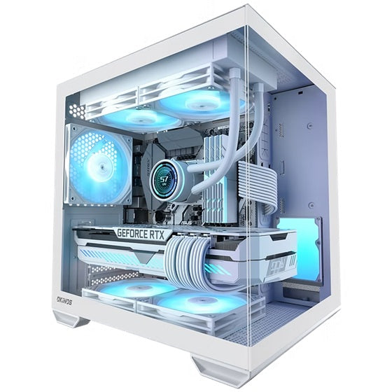 OKINOS Mirage 4 mATX ARGB Case, ARGB controller, 4x ARGB Fans. Ultimate thermal, Steel,2x USB3.0, 1x3.2 Gen2 USB-C, White Tower Case, CAO-M4ARGB-WH