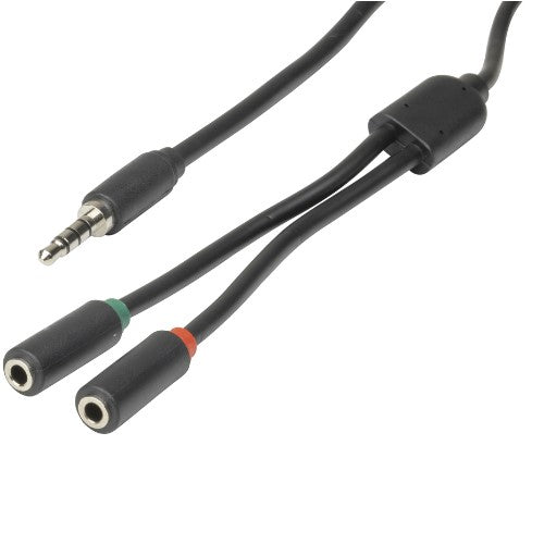 Leader Digitech 3.5mm 4 Pole Plug to 2 x 3.5mm Socket Cable - 250mm, WA7020
