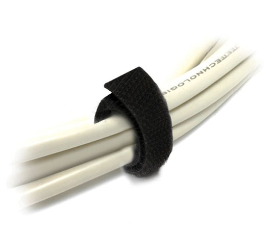 8Ware 25m x 12mm Velcro Wide Cable Tie Hook & Loop Continuous One Sided Self Adhesive Fastener Sticky Tape Roll Black, 8WD-VELCT-25M