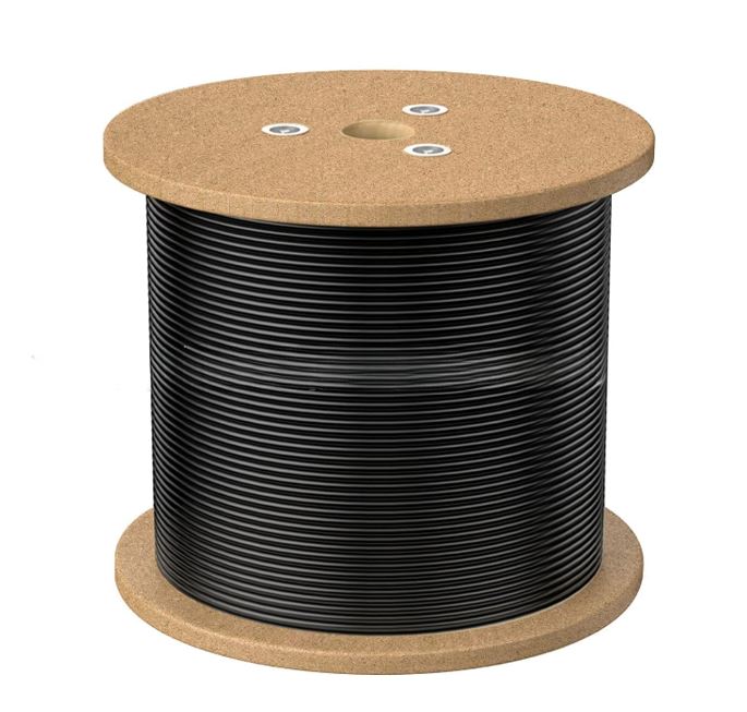 8Ware 305m CAT6A UTP LAN Network Cable Roll 23AWG PVE HDPE 7.4mm UV Stabilised Jacket Wooden Reel Outdoor Black, CAT6A-EXT350BLK