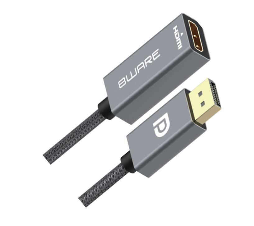 8ware DisplayPort DP to HDMI Adapter Converter Cable 15cm - Male to Female 1080P Gold-Plated for PC/Laptop to HDTVs Projectors Displays Retail Pack, 8W-DPHDMIF