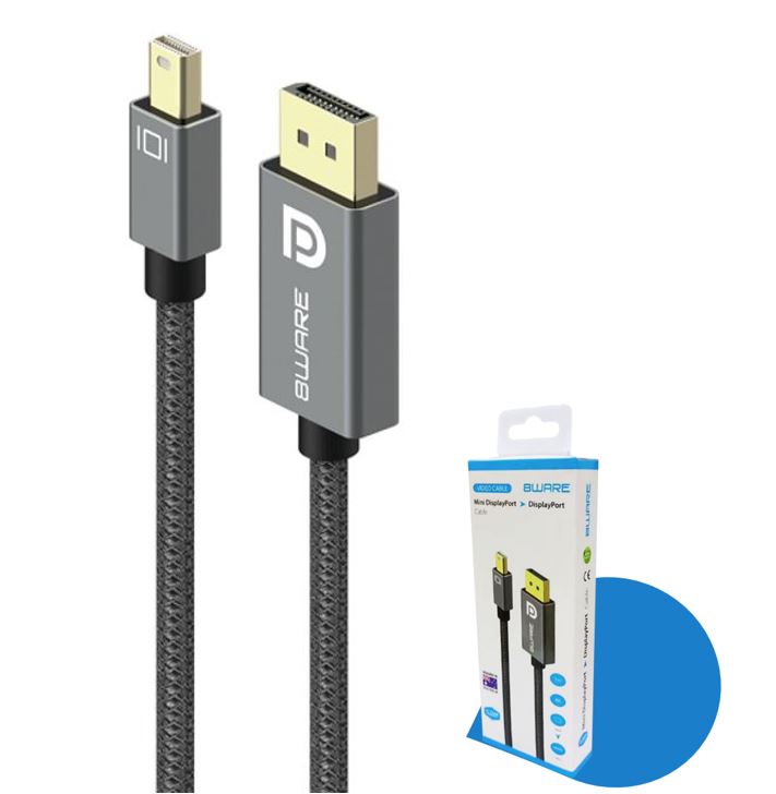 8ware Pro Series 4K 1M 60Hz Mini DisplayPort Male to DisplayPort Male cable high quality Premium connectors support MST monitor (Retail package), 8W-MDPDP