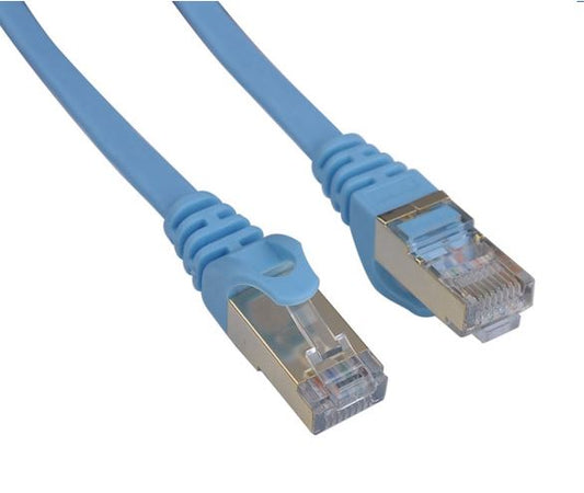8Ware CAT7 Cable 0.5m (50cm) - Blue Color RJ45 Ethernet Network LAN UTP Patch Cord Snagless Flat cable, CAT7-F-0.5BLU