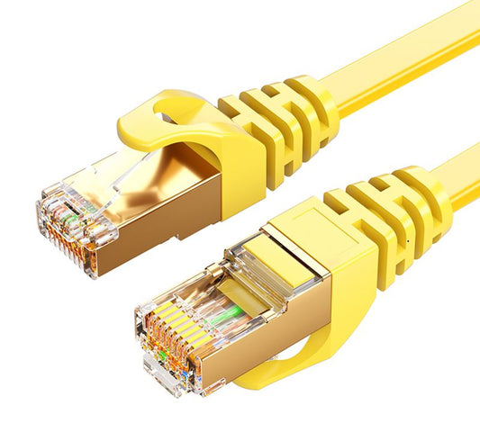 8Ware CAT7 Cable 10m - Yellow Color RJ45 Ethernet Network LAN UTP Patch Cord Snagless Flat cable, CAT7-F-10YEL