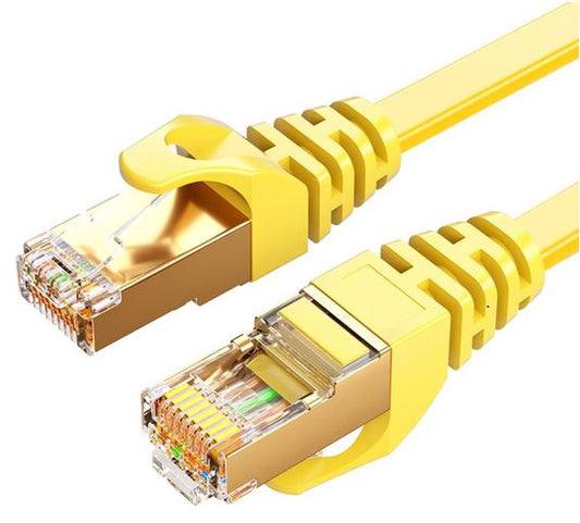 8Ware CAT7 Cable 5m - Yellow Color RJ45 Ethernet Network LAN UTP Patch Cord Snagless Flat cable, CAT7-F-5YEL