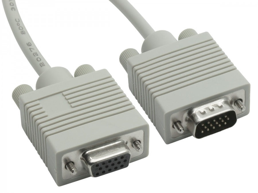 8Ware VGA Extension Cable 3m - 15 pins Male to 15 pins Female for Monitor PC Molded Type Grey, RC-3054
