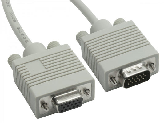 8Ware VGA Extension Cable 3m - 15 pins Male to 15 pins Female for Monitor PC Molded Type Grey, RC-3054