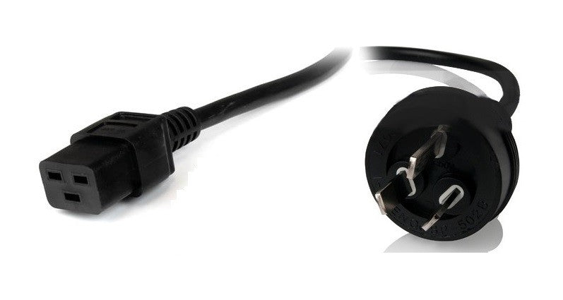 8Ware Power Cable 2m 3-Pin AU to IEC C19 Male to Female 10A Electrical Safety Black, RC-3086AU-0200