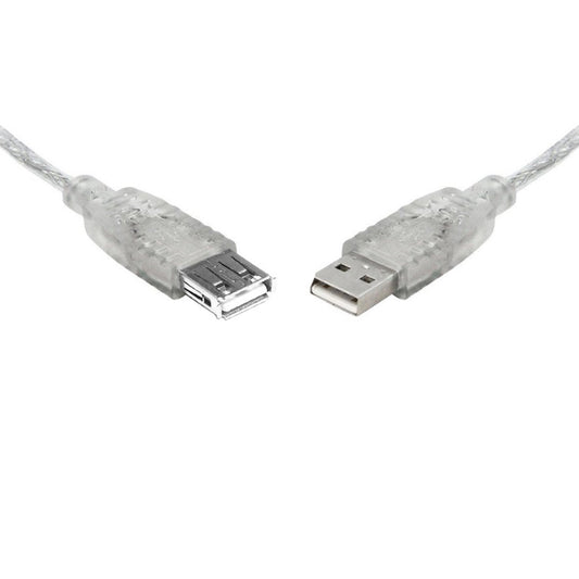 8Ware USB 2.0 Extension Cable 0.25m 25cm A to A Male to Female Transparent Metal Sheath Cable, UC-2000AAE
