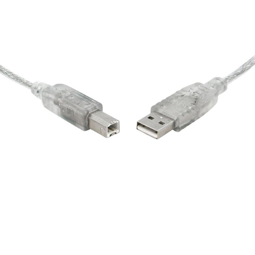8Ware USB 2.0 Cable 0.5m / 50cm USB-A to USB-B Male to Male Printer Cable for HP Canon Dell Brother Epson Xerox Transparent Metal Sheath UL Approved, UC-2000AB