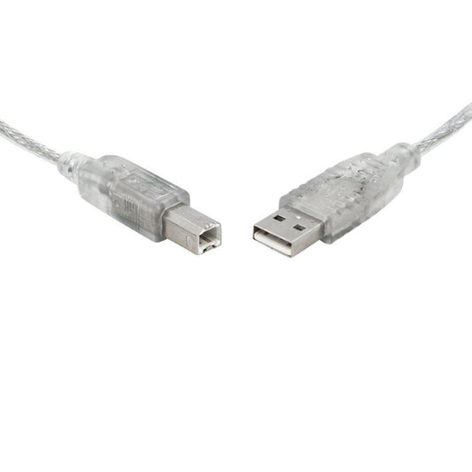 8Ware USB 2.0 Cable 0.5m / 50cm USB-A to USB-B Male to Male Printer Cable for HP Canon Dell Brother Epson Xerox Transparent Metal Sheath UL Approved, UC-2000AB