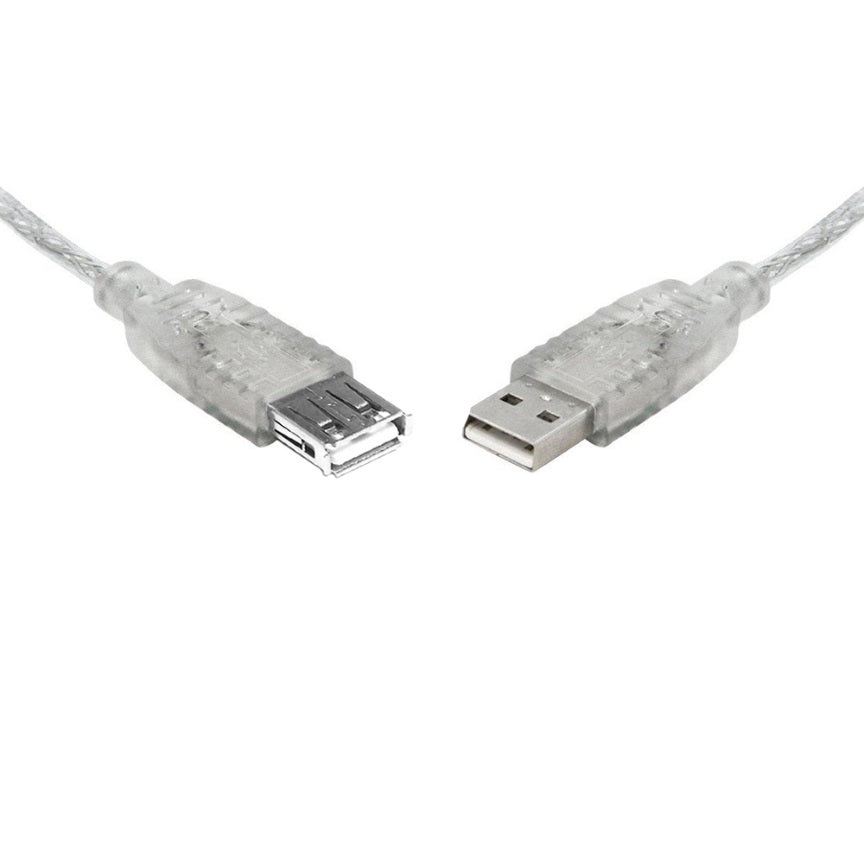 8Ware USB 2.0 Extension Cable 3m A to A Male to Female Transparent Metal Sheath Cable, UC-2003AAE
