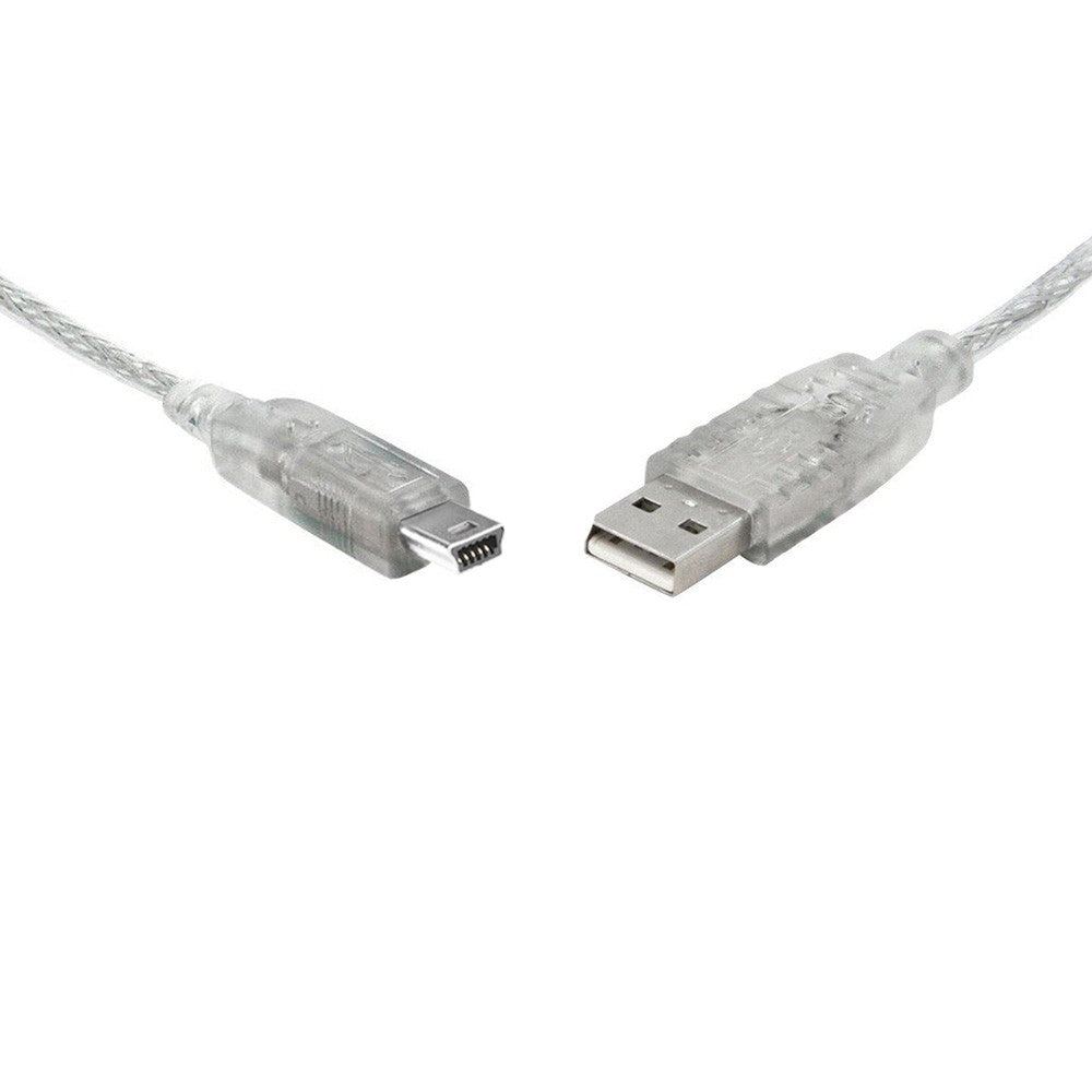 8Ware USB 2.0 Cable 3m A to B 5-pin Mini Transparent Metal Sheath UL Approved, UC-2003ABN