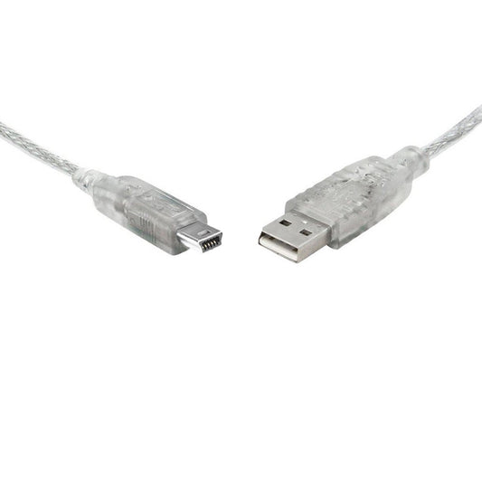 8Ware USB 2.0 Cable 3m A to B 5-pin Mini Transparent Metal Sheath UL Approved, UC-2003ABN