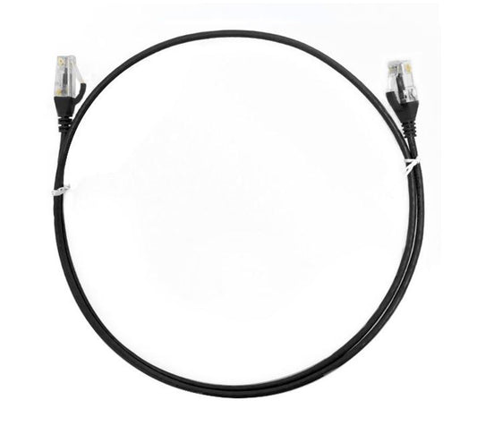 8ware CAT6 Ultra Thin Slim Cable 2m / 200cm - Black Color Premium RJ45 Ethernet Network LAN UTP Patch Cord 26AWG for Data, CAT6THINBK-2M