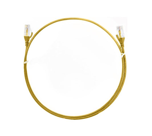 8ware CAT6 Ultra Thin Slim Cable 2m / 200cm - Yellow Color Premium RJ45 Ethernet Network LAN UTP Patch Cord 26AWG for Data, CAT6THINYE-2M