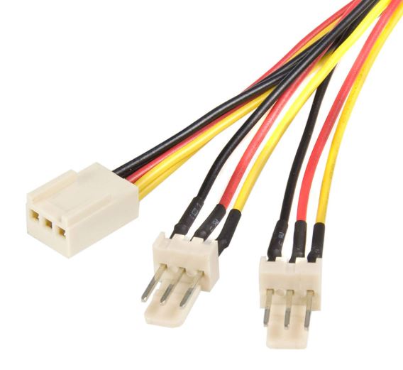 Astrotek Fan Power Cable 20cm - 2x3pin Male to 3 pins Female - for Computer PC Cooler Extension Connectors Black Sleeved, AT-FAN-3PIN